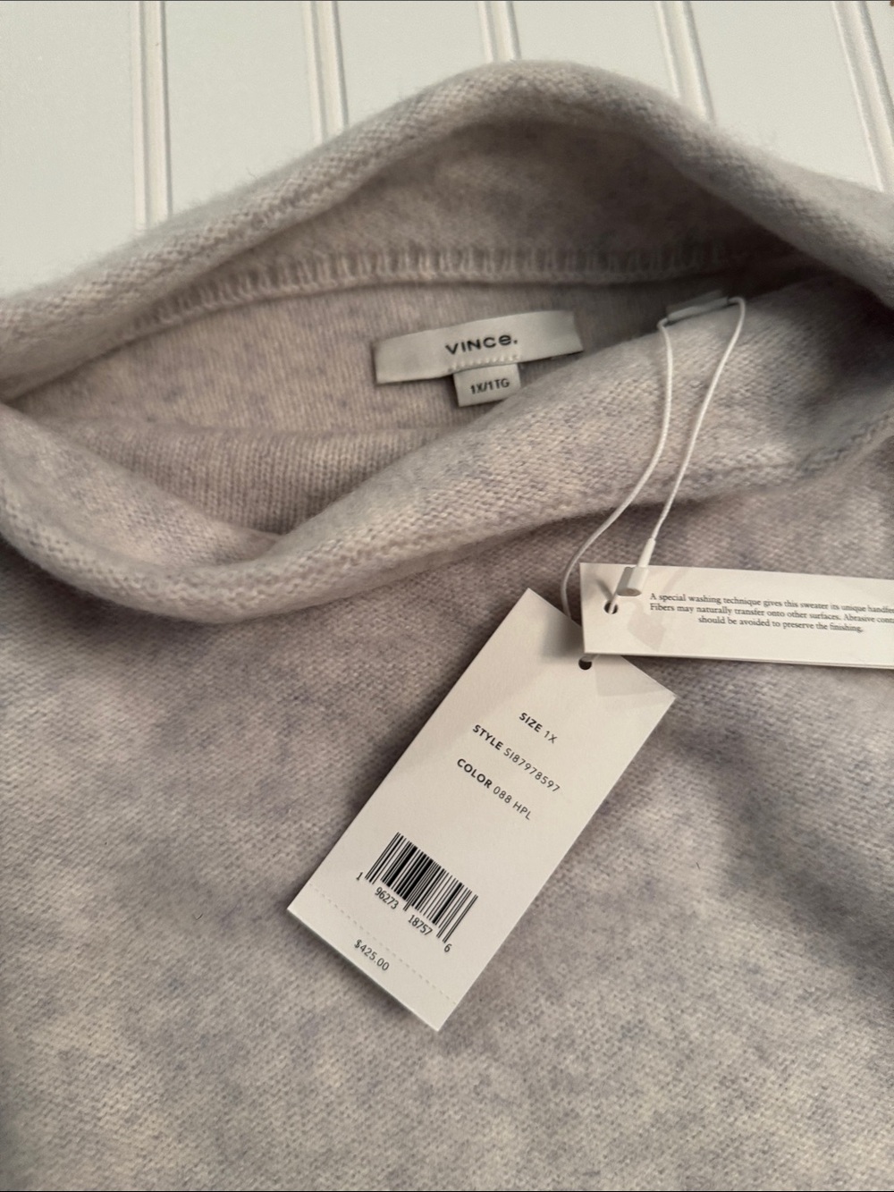 Vince 100% Cashmere Dolman Sweater | 1X | NWT | Light Gray | $425 Retail - Picture 2 of 7